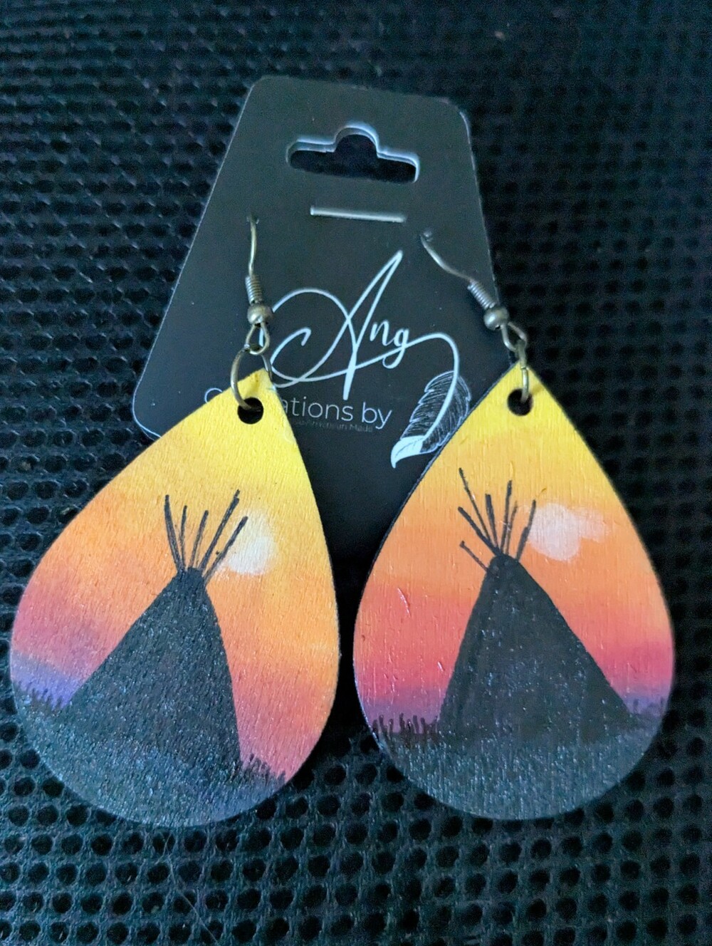 Hand-Painted Sunset Tipi Earrings